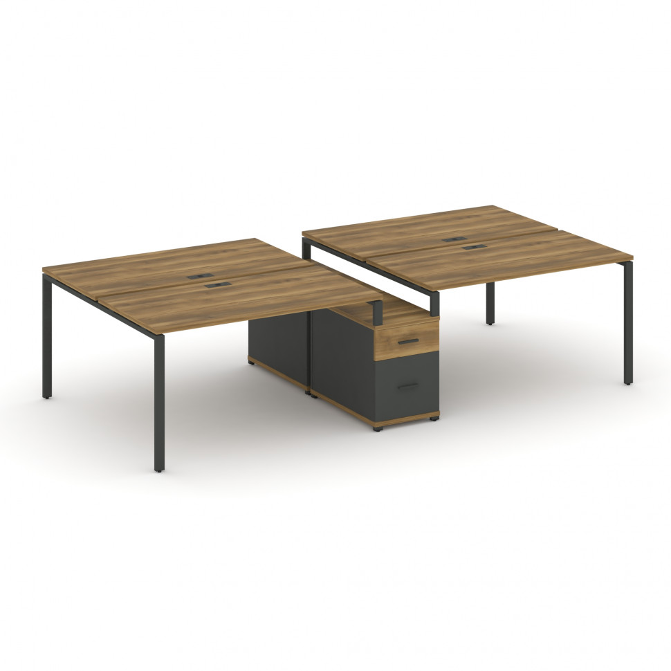 Concept Рабочая станция 4 места с двухсторонней опорной тумбой CN.DRS-316 A Сандал Янтарный/Антрацит