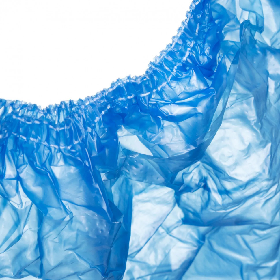 Бахилы 9 г, 2рез, двойные, синий, 20+20 мкм, Комус, 150пар/уп