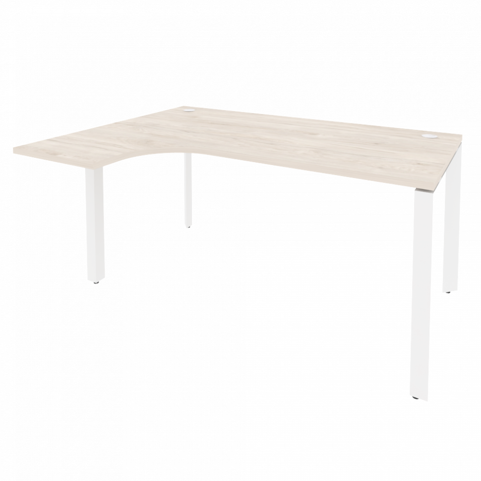 Onix Стол эргономичный левый на П-образном м/к O.MP-SA-4 (L) Денвер Светлый/Металл Белый 1580*1180*7