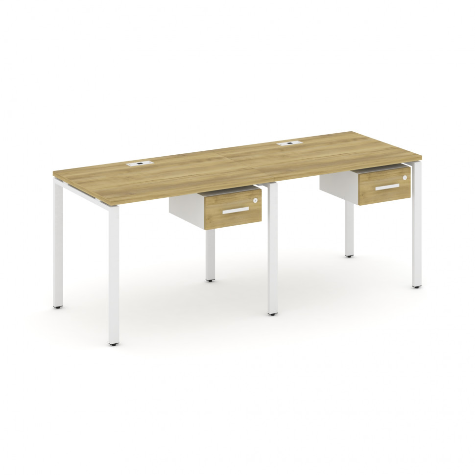 Concept Рабочая станция односторонняя с подвес. тумбами 2 места CN.ORS-109 W Дуб Винченцо/Белый Брил