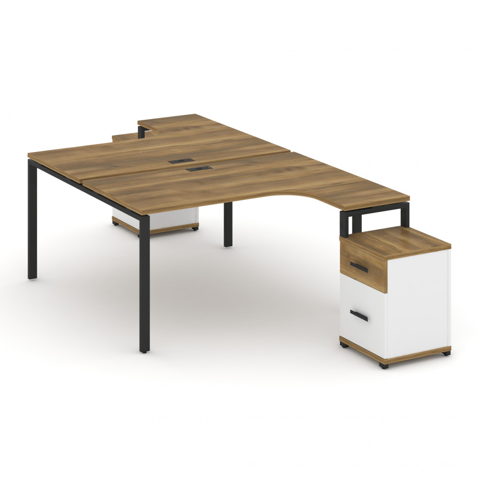 Concept Рабочая станция с 2 опорными тумбами CN.DSA-307 B Сандал Янтарный/Белый Бриллиант/Металл Чер