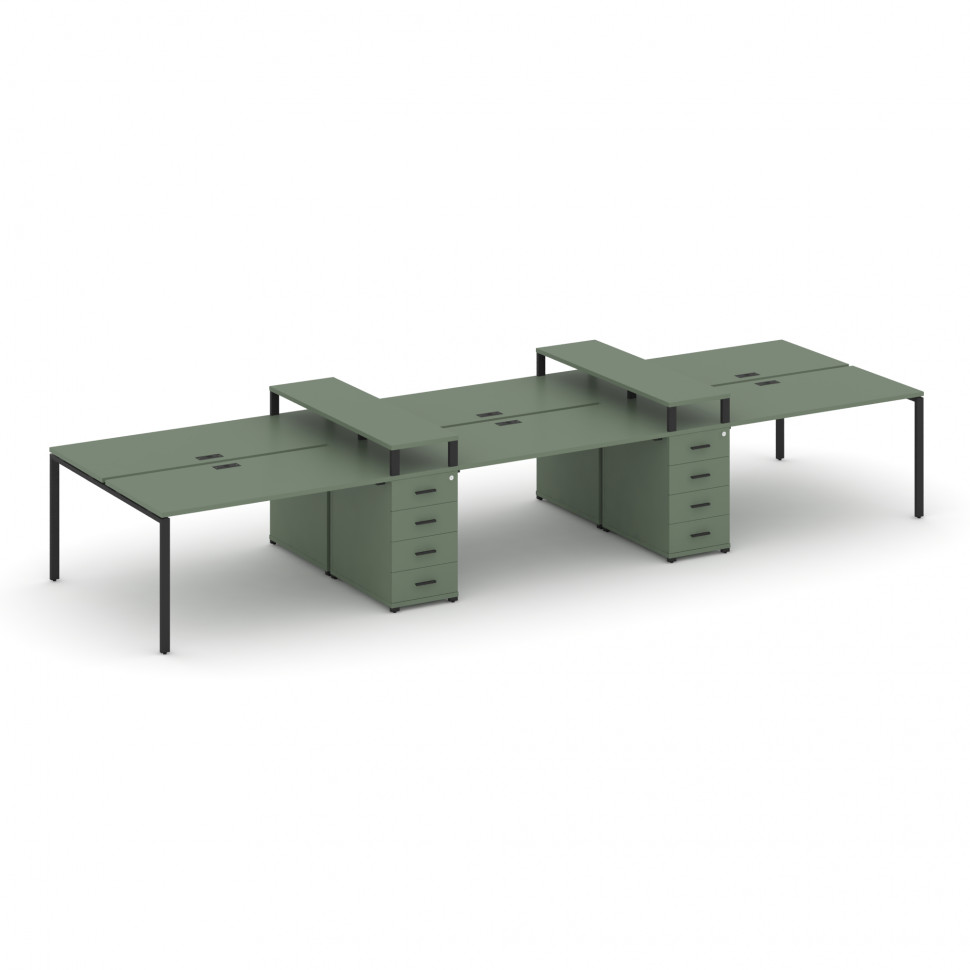 Concept Рабочая станция 6 мест с 2 опорными тумбами CN.DRS-466 B Кобо/Металл Черный 4380*1480*917 Concept Рабочая станция 6 мест с 2 опорными тумбами CN.DRS-466 B Кобо/Металл Черный 4380*1480*917