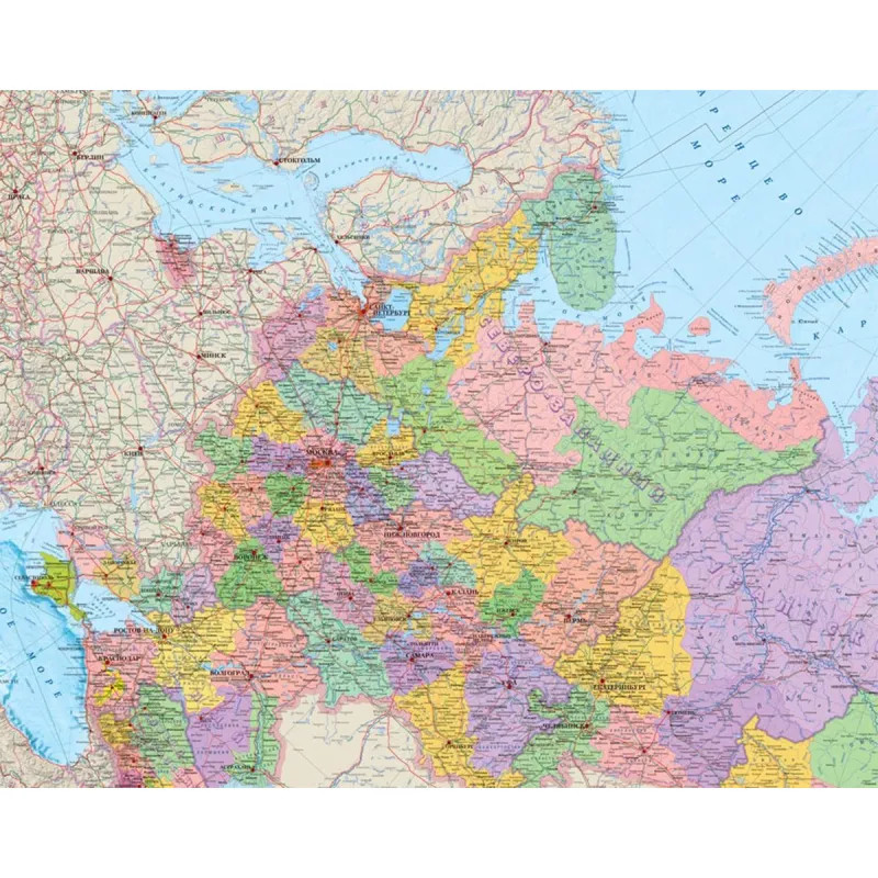 Карта настенная РФ политико-административная 1:3млн.,3,0х1,6м