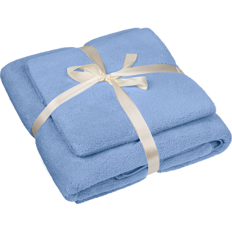 Набор полотенец махровых Luscan 300г/м2, 35x75/70x140 см голубой