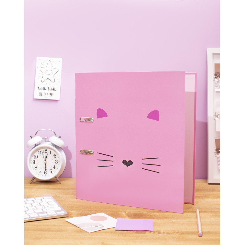 Папка на 2-х кольцах №1School Kitty картон розовый