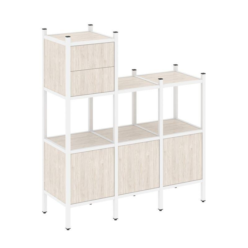 Loft Прямой стеллаж VR.L-13 Денвер Светлый/Металл Белый 1278*446*1458