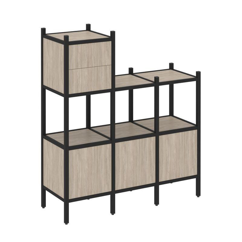 Loft Прямой стеллаж VR.L-13 Дуб Аттик/Металл Черный 1278*446*1458 Loft Прямой стеллаж VR.L-13 Дуб Аттик/Металл Черный 1278*446*1458