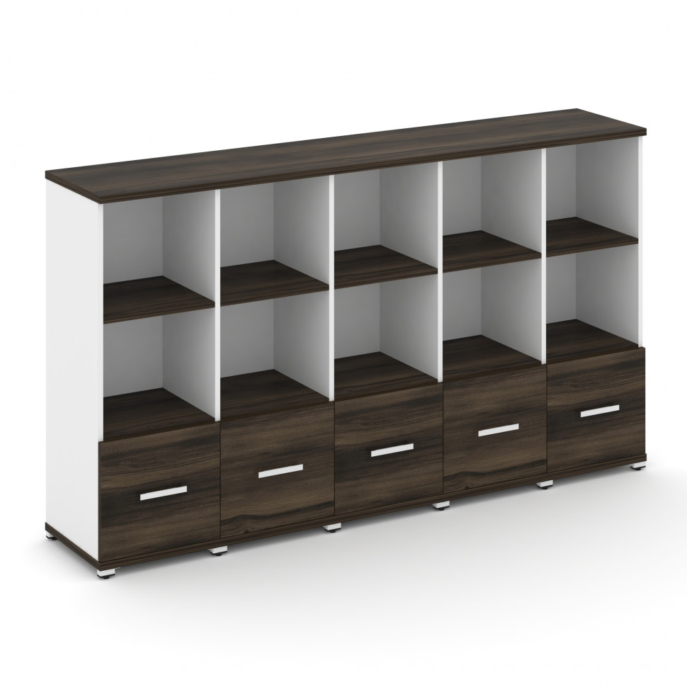 Concept Шкаф 5 узких секций, 3 ниши CN.STU-351 W Дуб Мали/Белый Бриллиант/Металл Белый 2084*420*1186