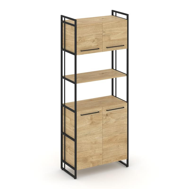 Rift Шкаф 5 ниш широкий RF.SS-53 Тиквуд Светлый/Металл Черный/Черный Ручки 798*396*2010