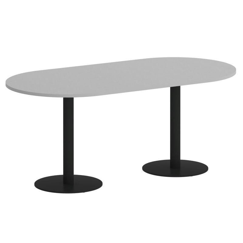 Riva Стол овальный А.СПРГ-3 Серый/Металл Черный 1800*900*750 Riva Стол овальный А.СПРГ-3 Серый/Металл Черный 1800*900*750