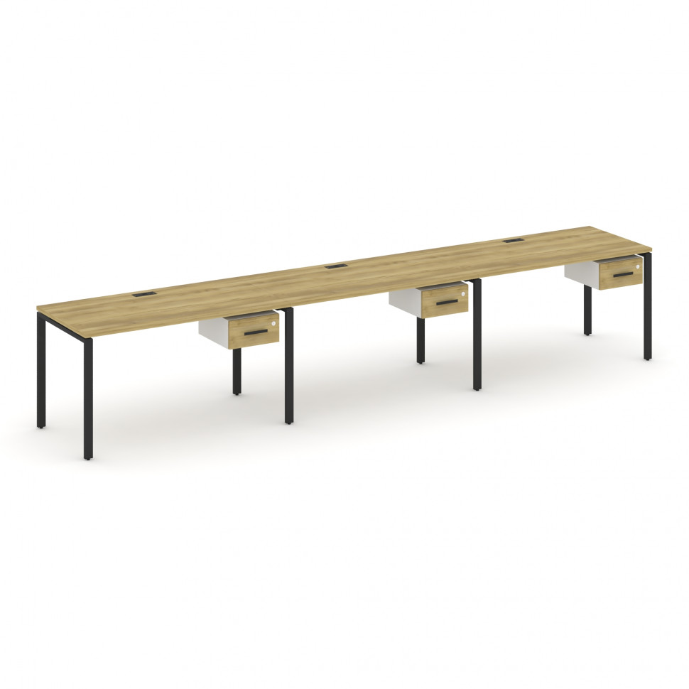 Concept Рабочая станция односторонняя с подвес. тумбами 3 места CN.ORS-131 B Дуб Винченцо/Белый Брил