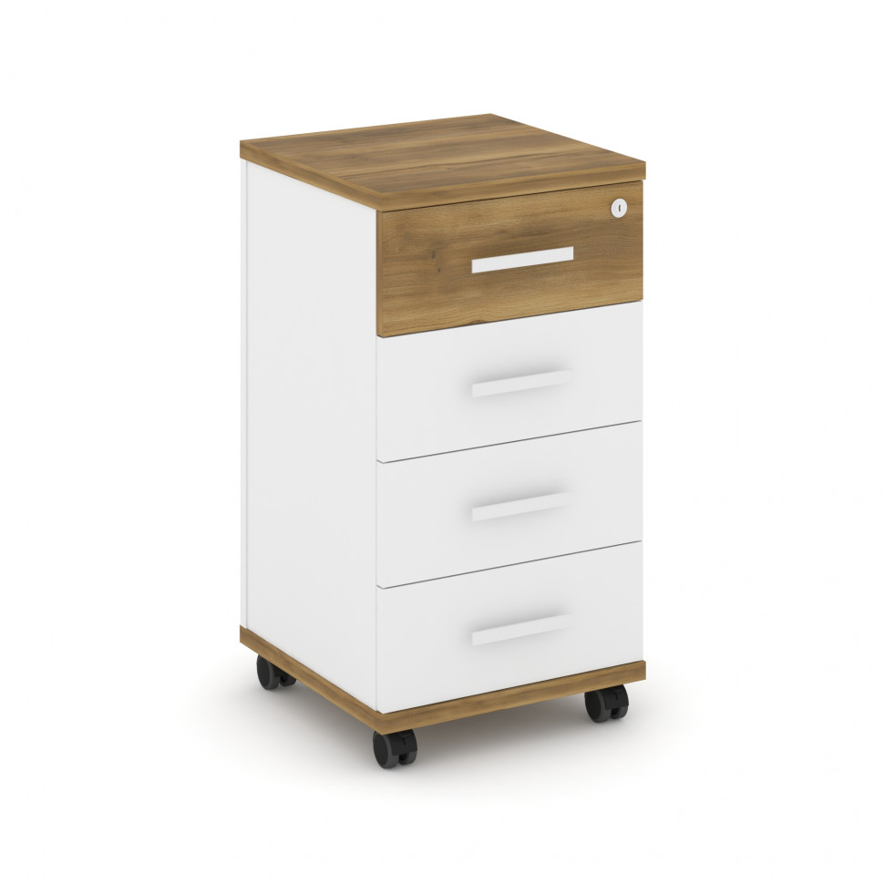 Concept Тумба мобильная 4 ящ. CN.TUM-005 W Сандал Янтарный/Белый Бриллиант/Металл Белый 420*420*782