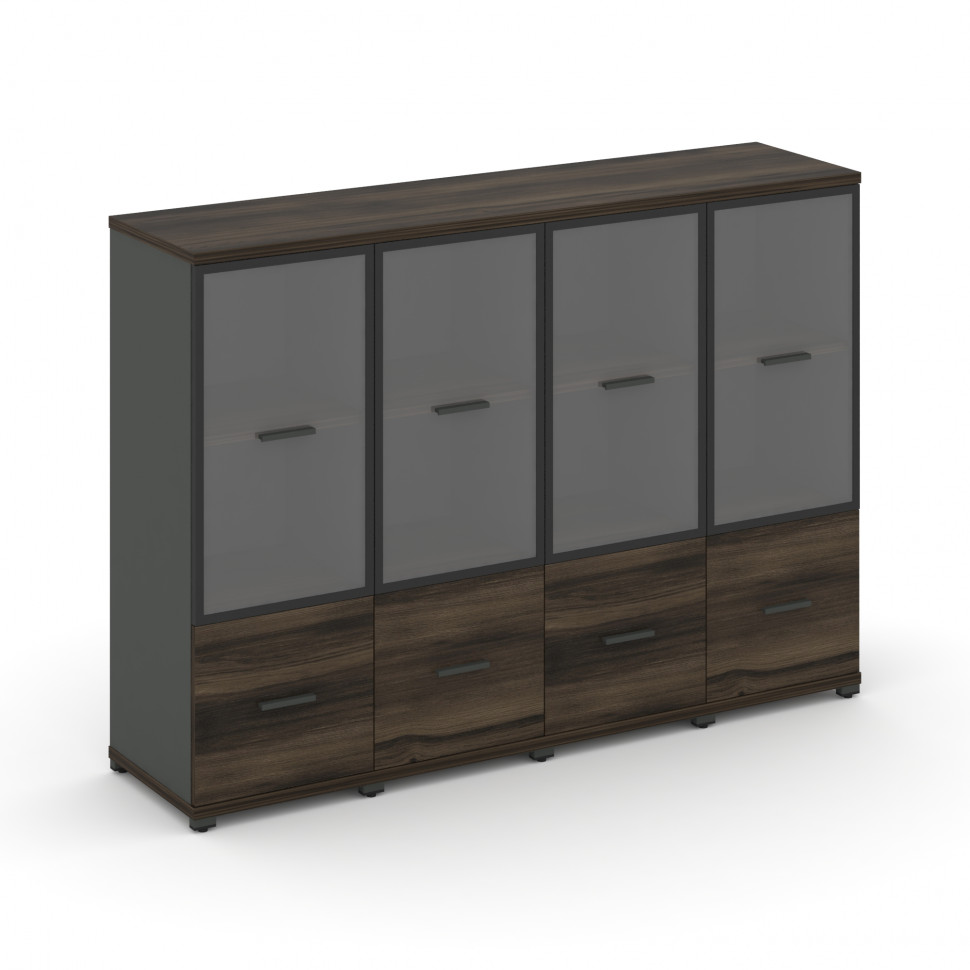 Concept Шкаф 4 узкие секции, 3 ниши CN.STU-342 RPB A Дуб Мали/Антрацит/Металл Антрацит/Прозрачный 16