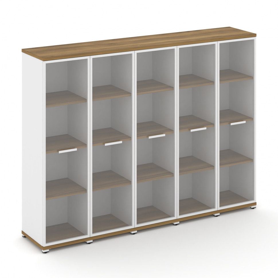 Concept Шкаф 5 узких секций, 4 ниши CN.STU-456 RPW W Сандал Янтарный/Белый Бриллиант/Металл Белый/Пр