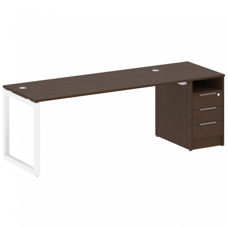 Metal System Quattro Рабочая станция с тумбой на О-образном м/к 50БО.РС-СТП-1.5 Венге Цаво/Металл Бе