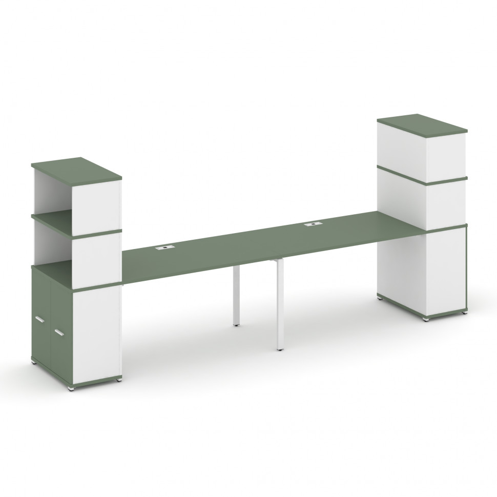 Concept Рабочая станция с опорными распаш. шкафами с надставкой выс. CN.ORS-232 W Кобо/Белый Бриллиа