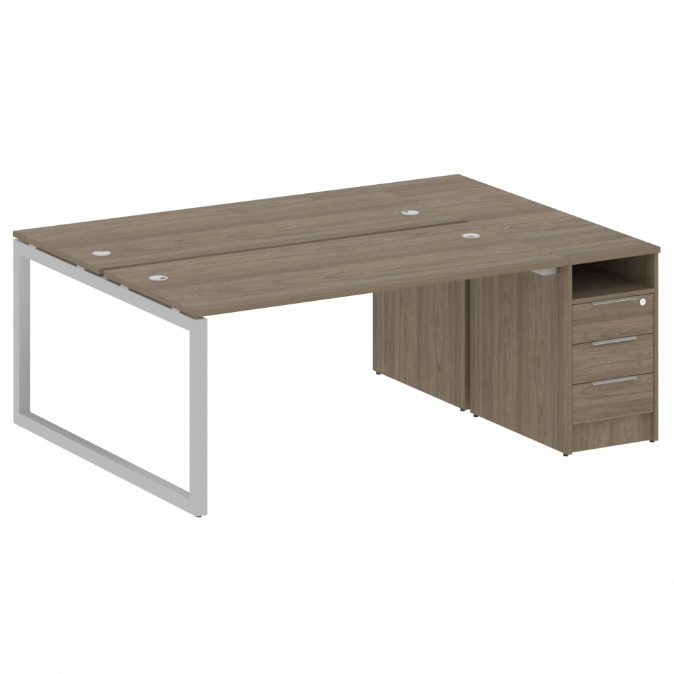 Metal System Quattro Рабочая станция с тумбой на О-образном м/к 50БО.РС-СТП-2.4 Вяз Благородный/Мета