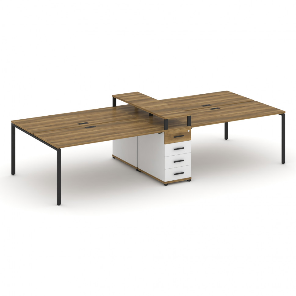 Concept Рабочая станция 4 места с 1 опорной тумбой CN.DRS-436 B Сандал Янтарный/Белый Бриллиант/Мета Concept Рабочая станция 4 места с 1 опорной тумбой CN.DRS-436 B Сандал Янтарный/Белый Бриллиант/Мета