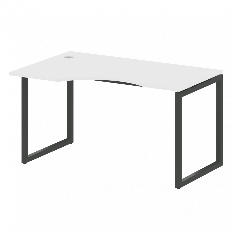 Metal System Quattro Стол криволинейный левый на О-образном м/к 40БО.СА-2 (L) Белый/Металл Антрацит