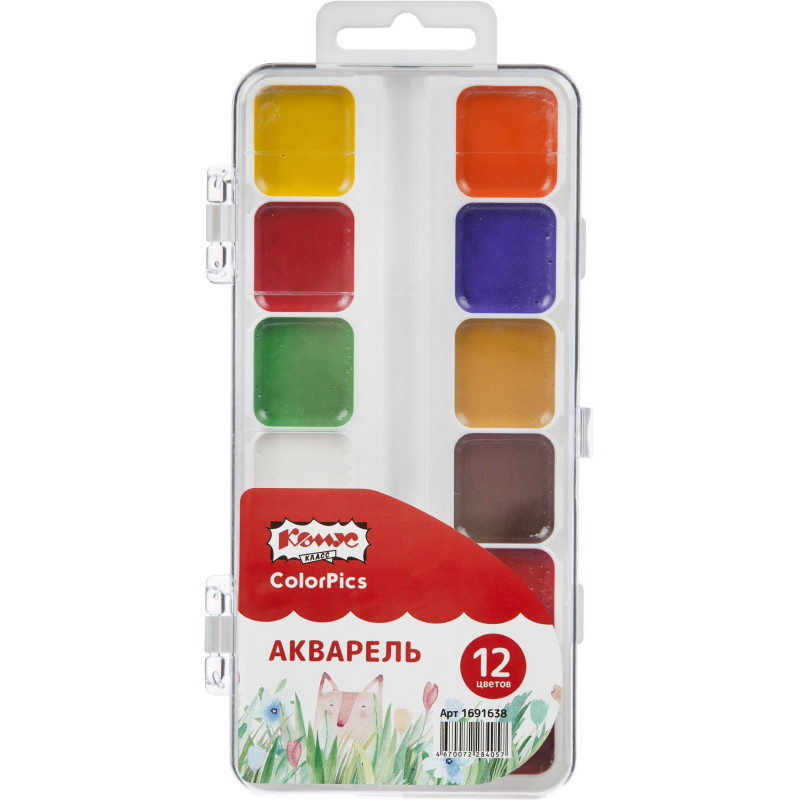 Краски акварельные №1 School ColorPics набор 12 цв б/кисти пластик Краски акварельные №1 School ColorPics набор 12 цв б/кисти пластик