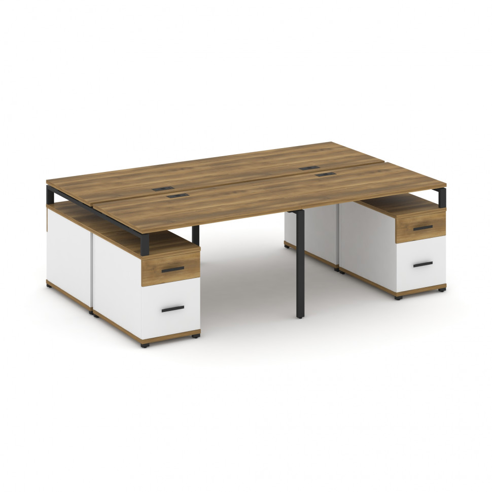 Concept Рабочая станция 4 места с 2 двухсторонними опорными тумбами CN.DRS-330 B Сандал Янтарный/Бел Concept Рабочая станция 4 места с 2 двухсторонними опорными тумбами CN.DRS-330 B Сандал Янтарный/Бел