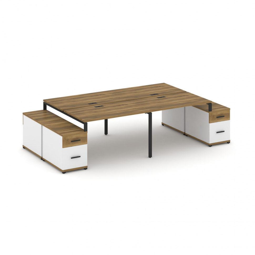 Concept Рабочая станция 4 места с 2 двухсторонними опорными тумбами CN.DRS-330 B Сандал Янтарный/Бел Concept Рабочая станция 4 места с 2 двухсторонними опорными тумбами CN.DRS-330 B Сандал Янтарный/Бел