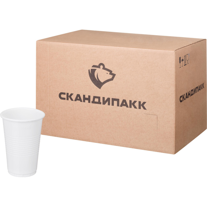 Стакан одноразовый 200мл белый, ПП, А25, 2000шт/кор