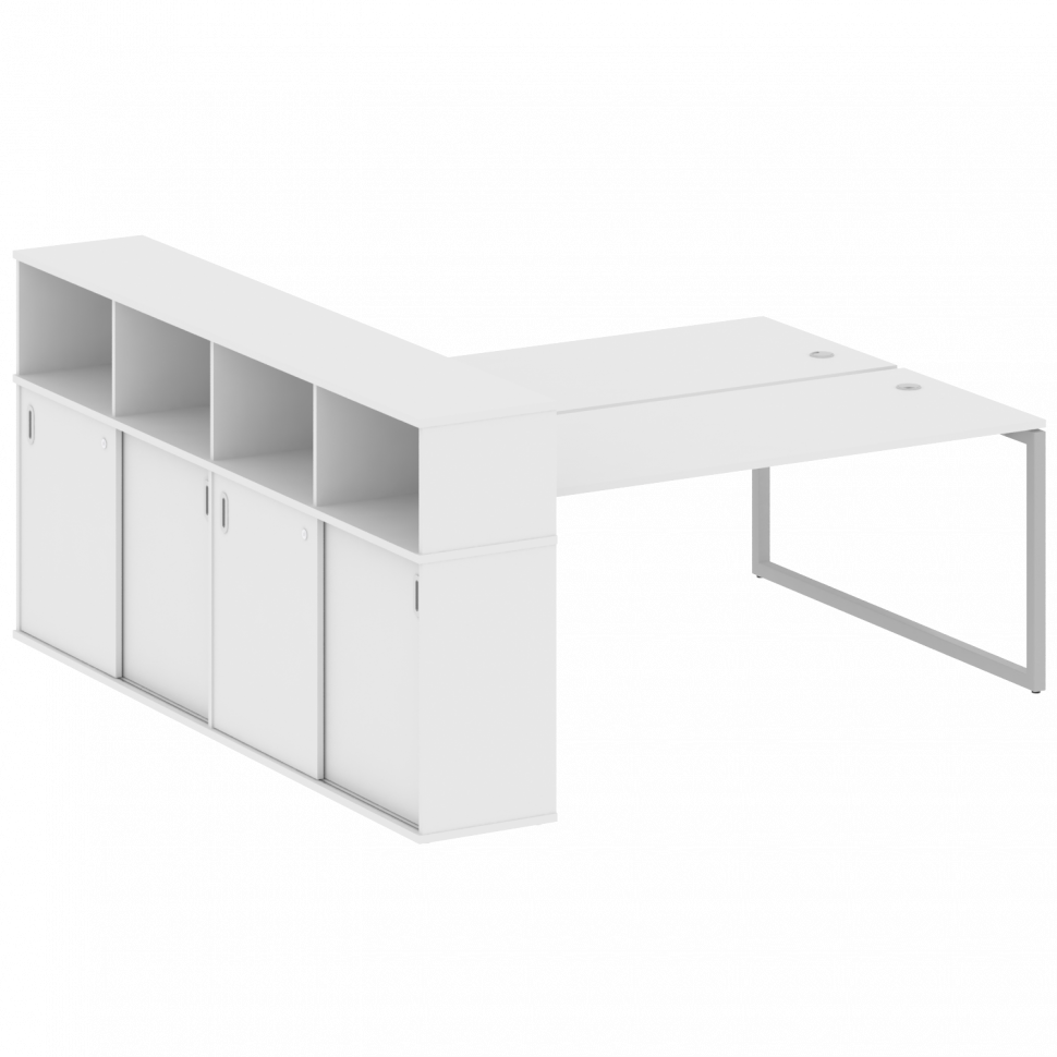Metal System Quattro Рабочая станция с шкафом-купе на О-образном м/к 40БО.РС-СШК-4.5 Т Белый/Металл