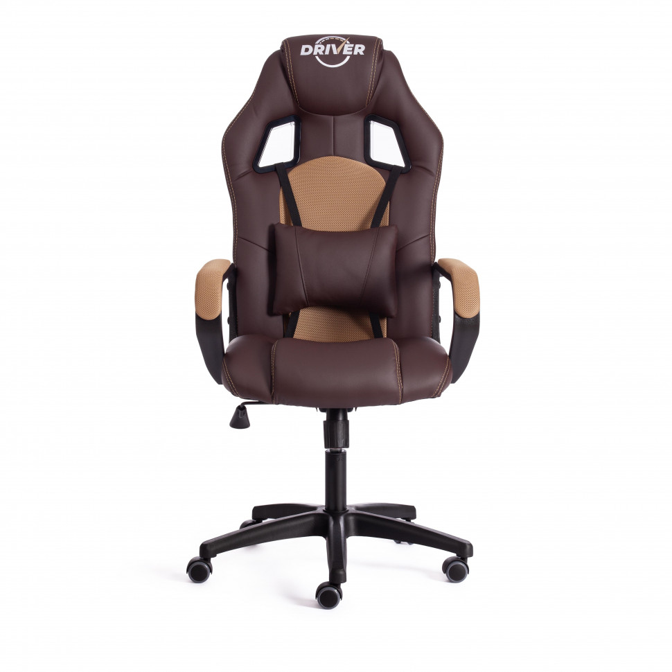 Кресло DRIVER (22) кож/зам/ткань, коричневый/бронза, 36-36/TW-21