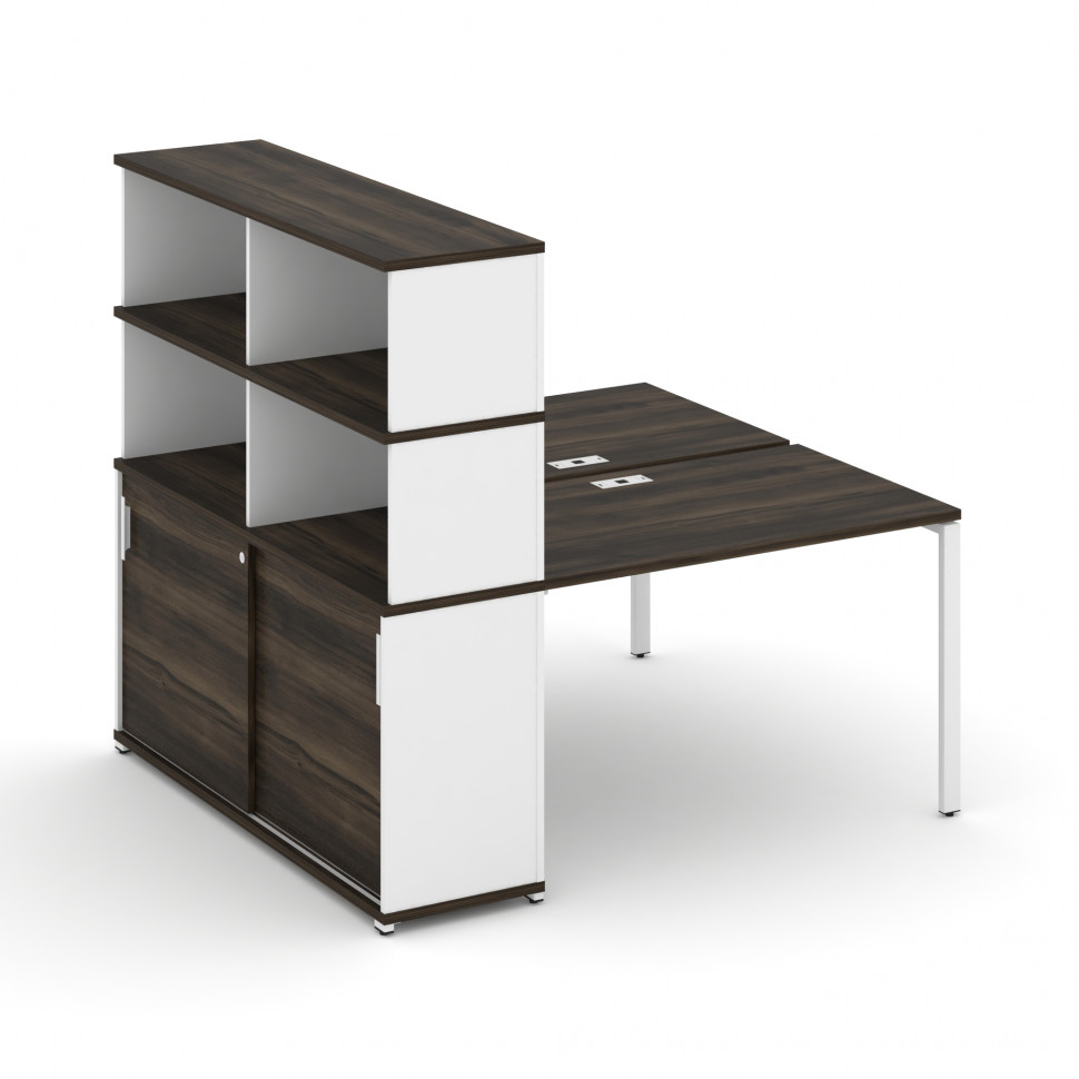 Concept Рабочая станция с опорным шкафом-купе с надставкой выс. CN.DRS-242 W Дуб Мали/Белый Бриллиан