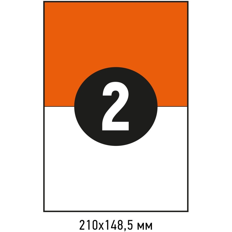 Этикетки самоклеящиеся 210х148,5мм, 2шт на лист А4, 100л/уп