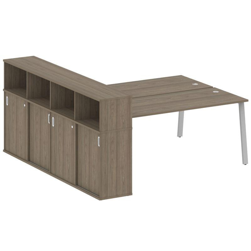 Metal System Рабочая станция с шкафом-купе на А-образном м/к БА.РС-СШК-4.5 Т Вяз Благородный/Металл