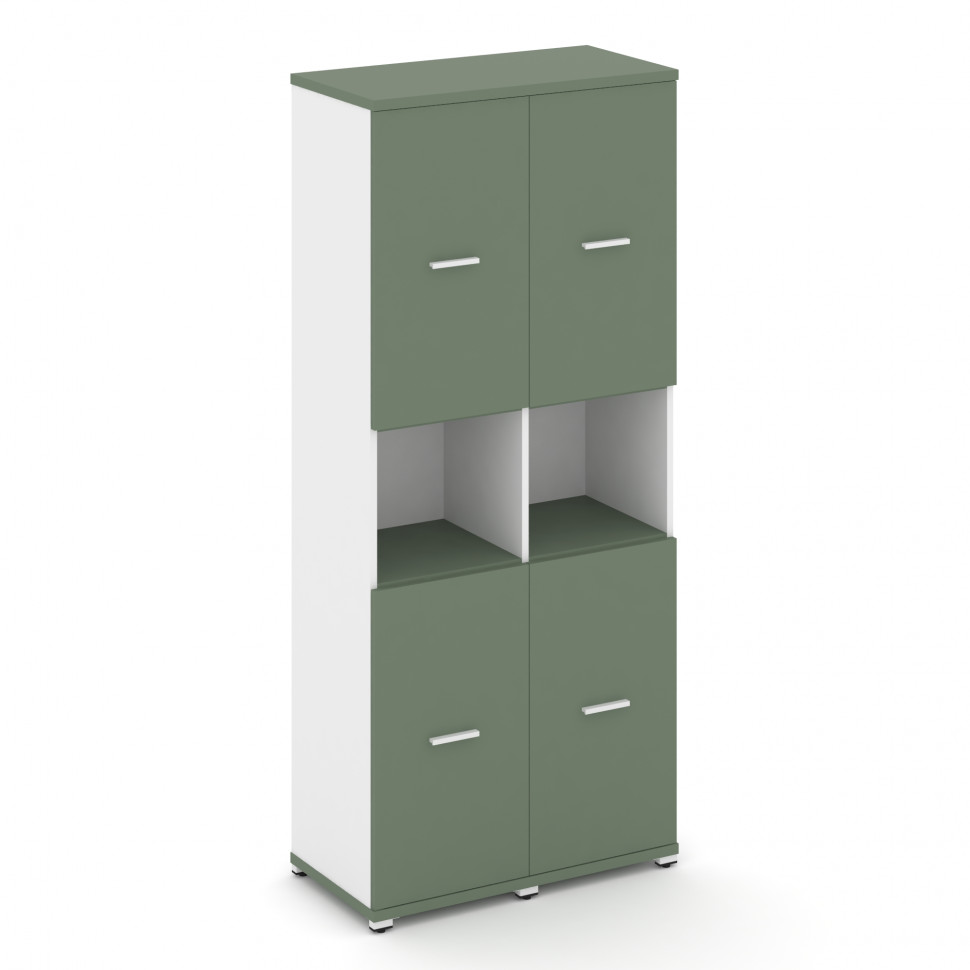 Concept Шкаф 2 узкие секции, 5 ниш CN.STU-523 W Кобо/Белый Бриллиант/Металл Белый 836*420*1922