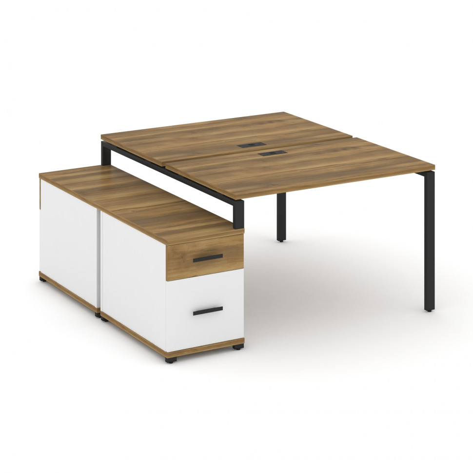 Concept Рабочая станция 2 места с двухсторонней опорной тумбой CN.DRS-306 B Сандал Янтарный/Белый Бр