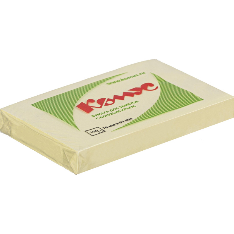 Стикеры КОМУС с клеев.краем 76х51 желтый 100л