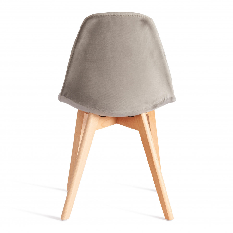 Стул CINDY SOFT (mod. C1021F1-1) велюр/дерево бук, 55 х 48 х 83 см, Светло-серый HLR39 / натуральный