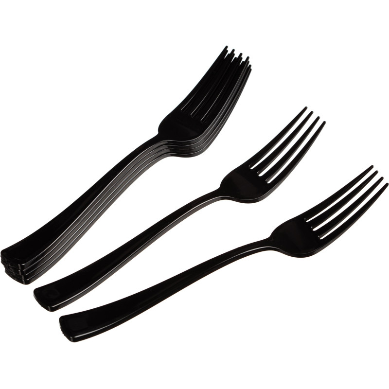 Вилка одноразовая 190мм, черная, ПС 50 шт/уп