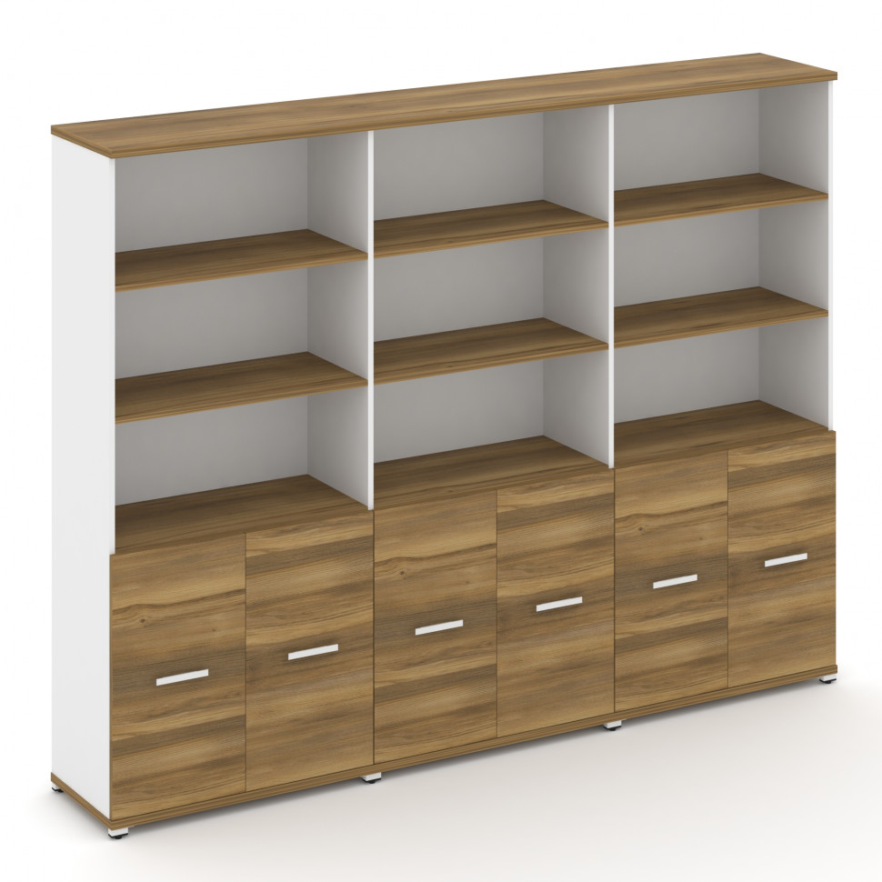 Concept Шкаф 3 широкие секции, 5 ниш CN.STS-531 W Сандал Янтарный/Белый Бриллиант/Металл Белый 2500*