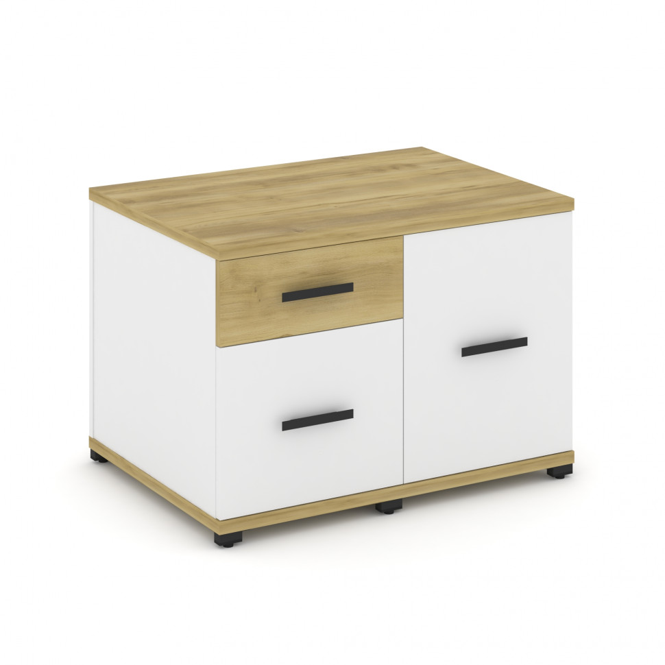 Concept Тумба приставная сервисная CN.TSR-001 B Дуб Винченцо/Белый Бриллиант/Металл Черный 836*600*5