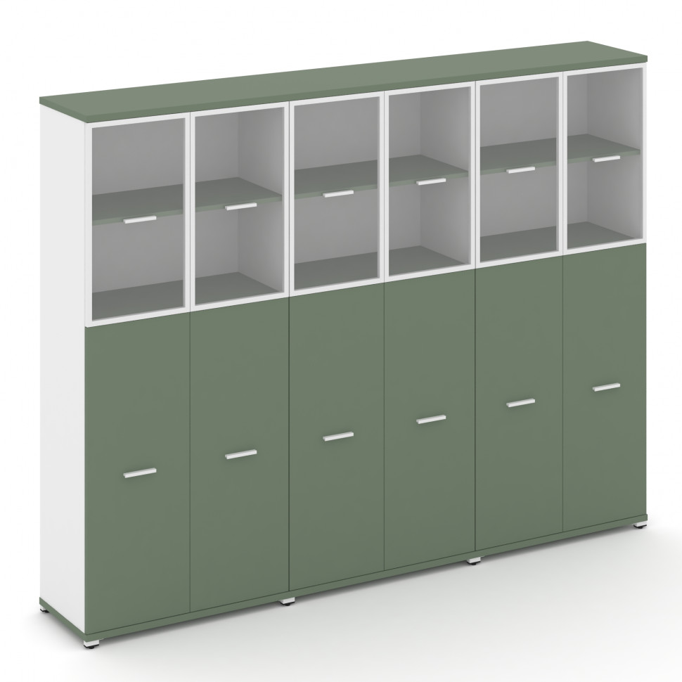 Concept Шкаф 3 широкие секции, 5 ниш CN.STS-535 RPW W Кобо/Белый Бриллиант/Металл Белый/Прозрачный 2