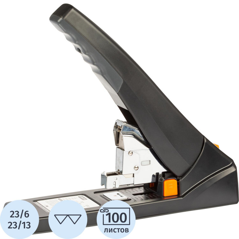 Степлер мощный Attache Selechion (№23/6- 23/13) до 100лис,энергосбер,сер