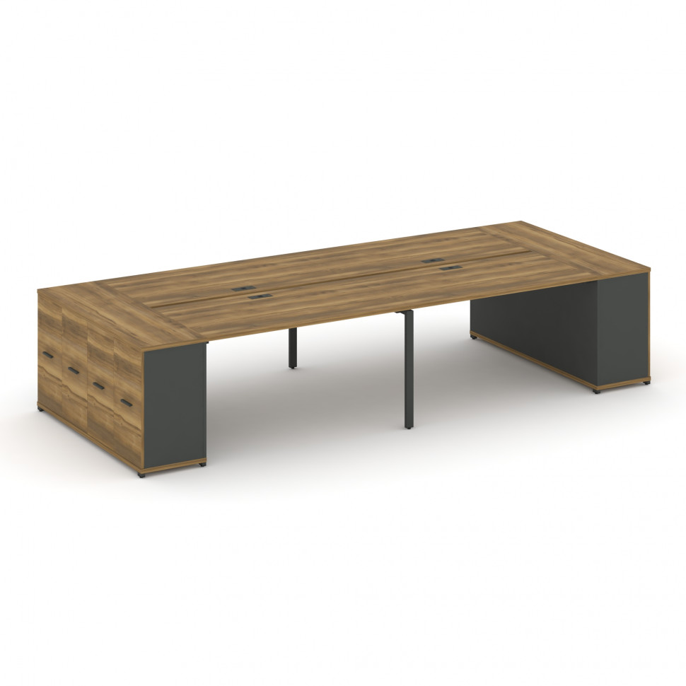 Concept Рабочая станция с опорными распаш. шкафами CN.DRS-261 A Сандал Янтарный/Антрацит/Металл Антр