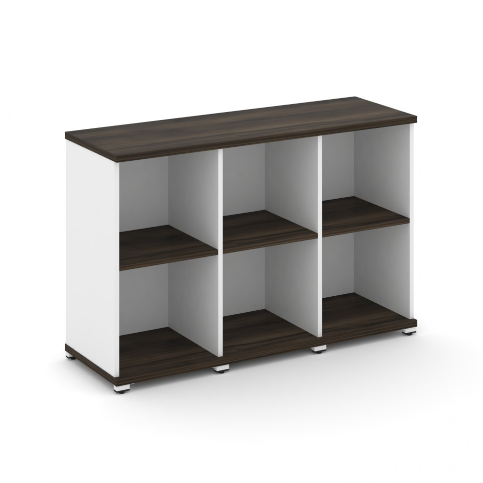 Concept Стеллаж 3 узкие секции, 2 ниши CN.STU-230 Дуб Мали/Белый Бриллиант/Металл Белый 1252*420*818