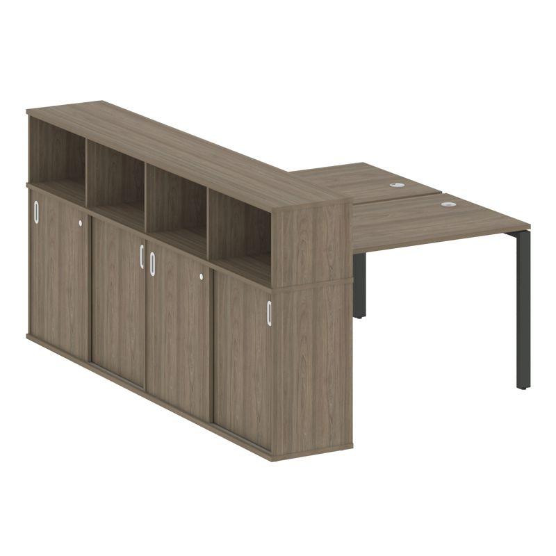 Metal System Рабочая станция с шкафом-купе на П-образном м/к БП.РС-СШК-4.2 Т Вяз Благородный/Металл