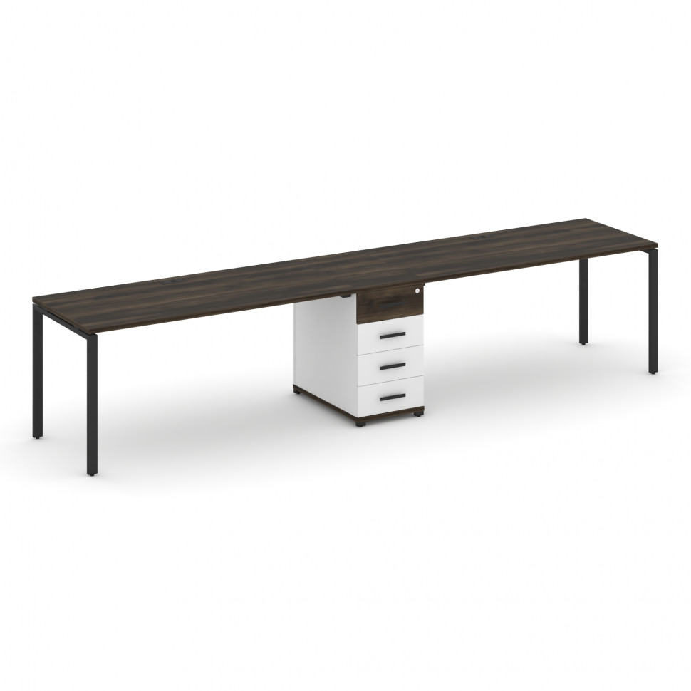 Concept Рабочая станция 2 места с 1 опорной тумбой CN.ORS-404 B Дуб Мали/Белый Бриллиант/Металл Черн Concept Рабочая станция 2 места с 1 опорной тумбой CN.ORS-404 B Дуб Мали/Белый Бриллиант/Металл Черн