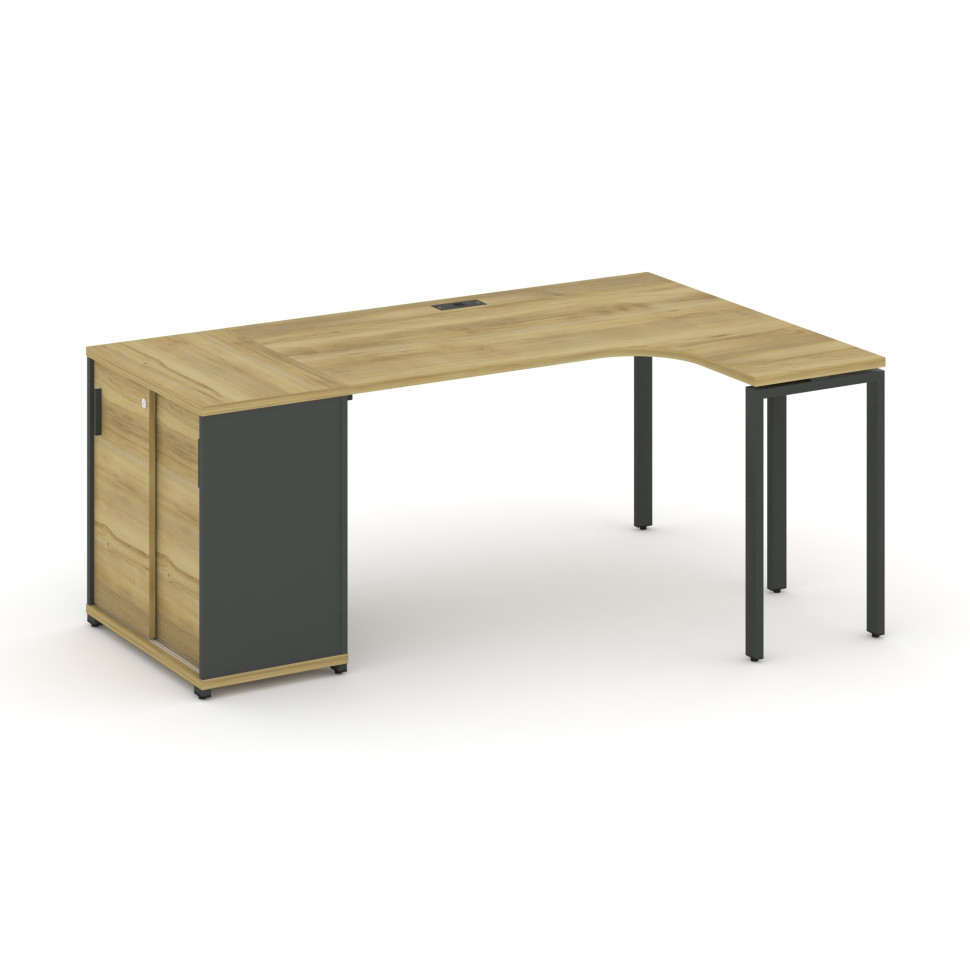 Concept Стол эргономичный с опорным шкафом-купе CN.SA-217(R) A Дуб Винченцо/Антрацит/Металл Антраци Concept Стол эргономичный с опорным шкафом-купе CN.SA-217(R) A Дуб Винченцо/Антрацит/Металл Антраци