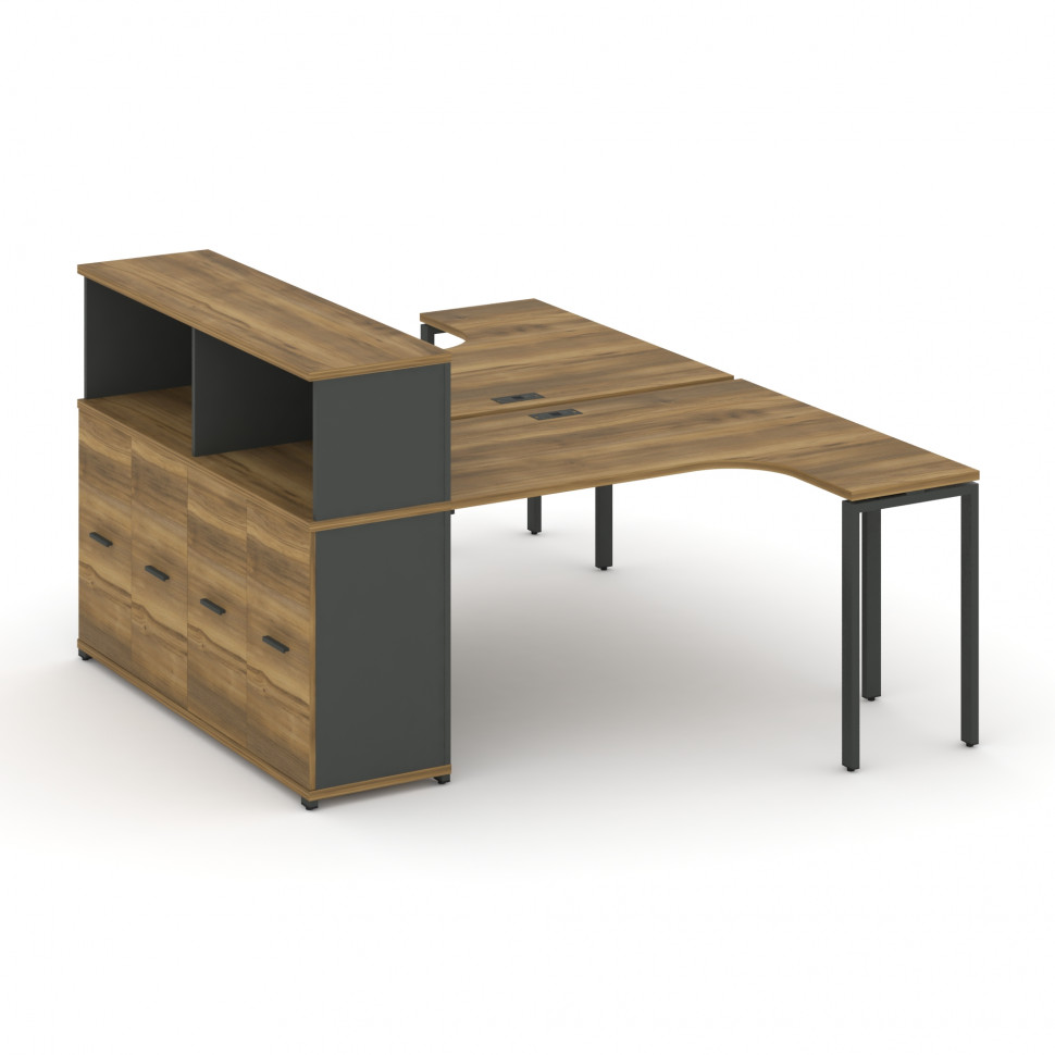 Concept Рабочая станция с опорным распаш. шкафом с надставкой низ. CN.DSA-214 A Сандал Янтарный/Антр