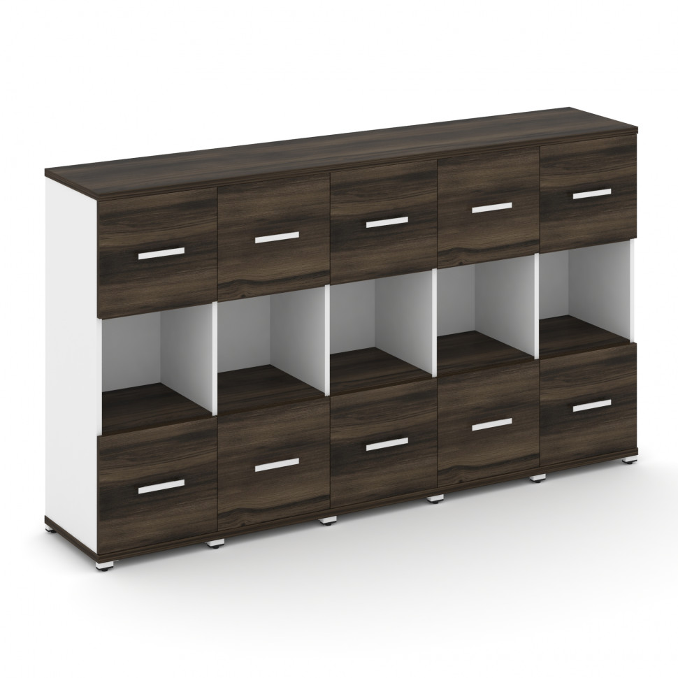 Concept Шкаф 5 узких секций, 3 ниши CN.STU-355 W Дуб Мали/Белый Бриллиант/Металл Белый 2084*420*1186