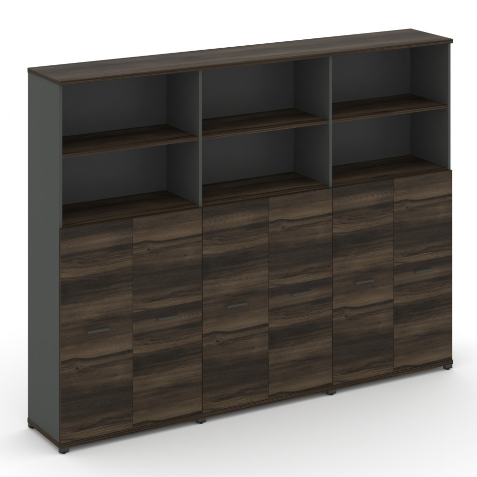 Concept Шкаф 3 широкие секции, 5 ниш CN.STS-534 A Дуб Мали/Антрацит/Металл Антрацит 2500*420*1922