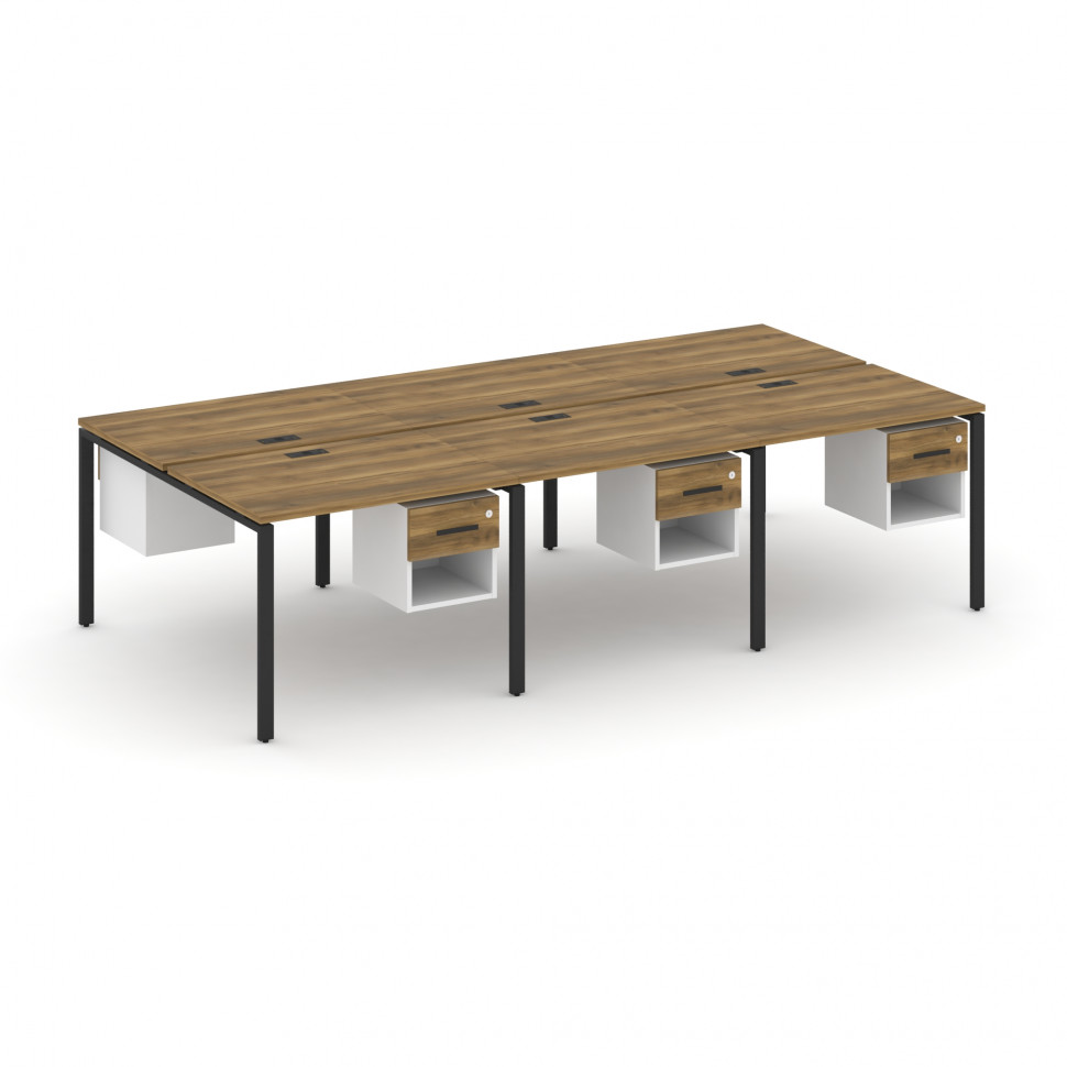 Concept Рабочая станция двухсторонняя с подвес. тумбами на 6 мест CN.DRS-157 B Сандал Янтарный/Белый